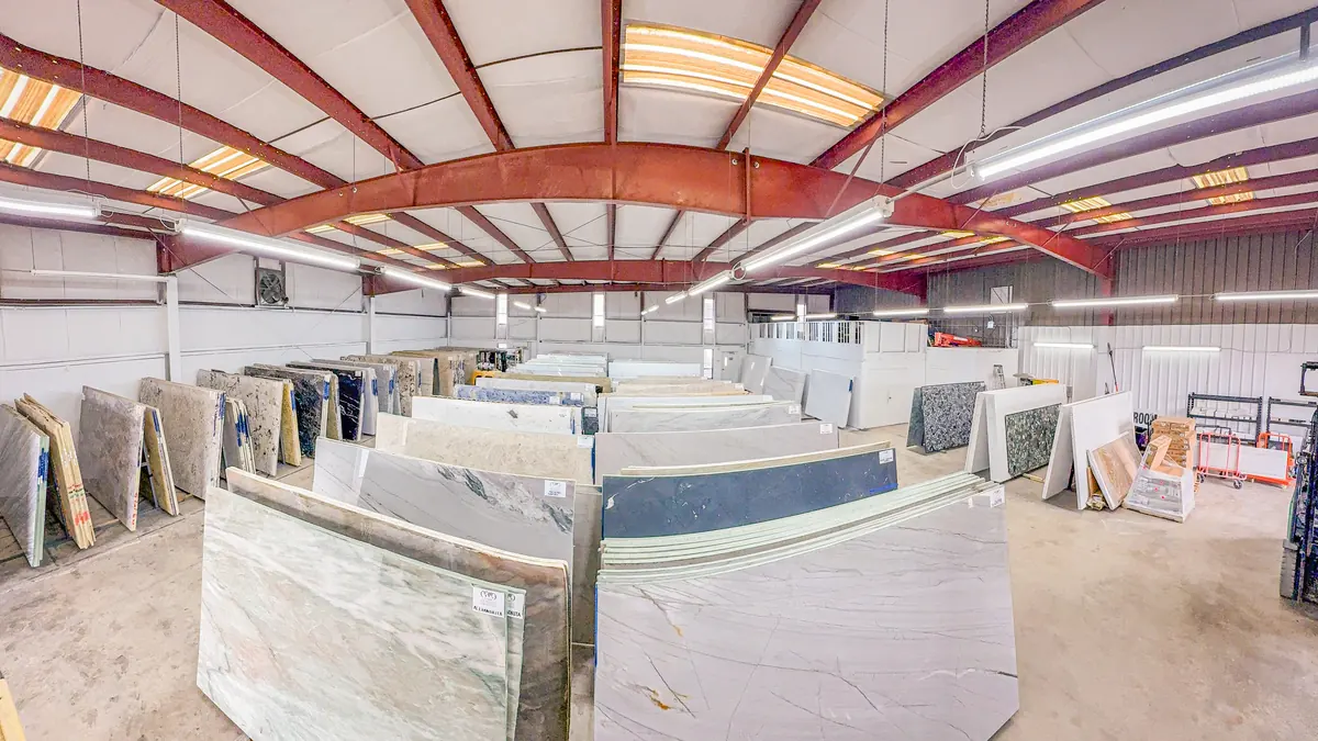 Slabs waiting in the Cornerstone slab yard before fabrication