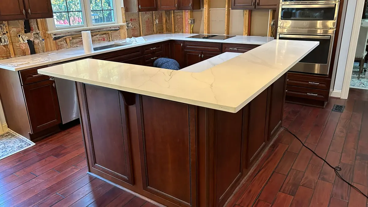 Existing kitchen cabinets with a new stone countertop