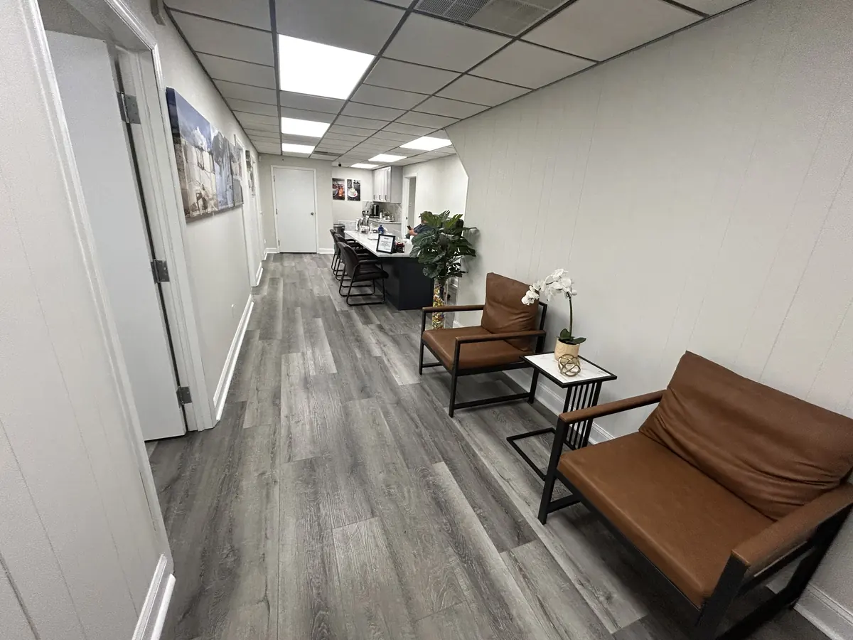 Wood-look plank floor in an office