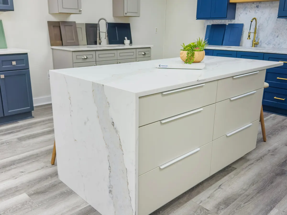 Plank floor in the showroom kitchen display