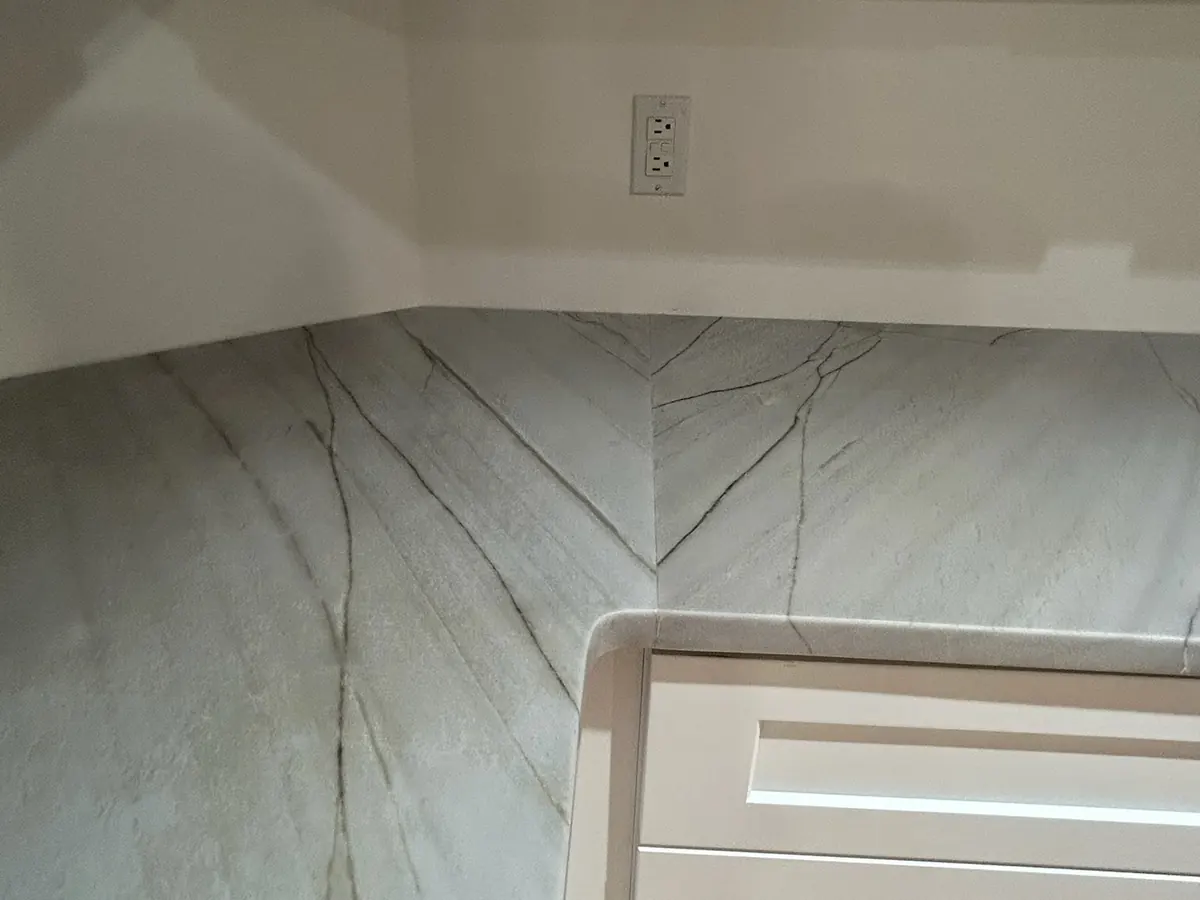 Quartzite countertop with marble-like veins