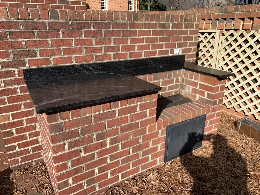 Granite countertop on a backyard grill island